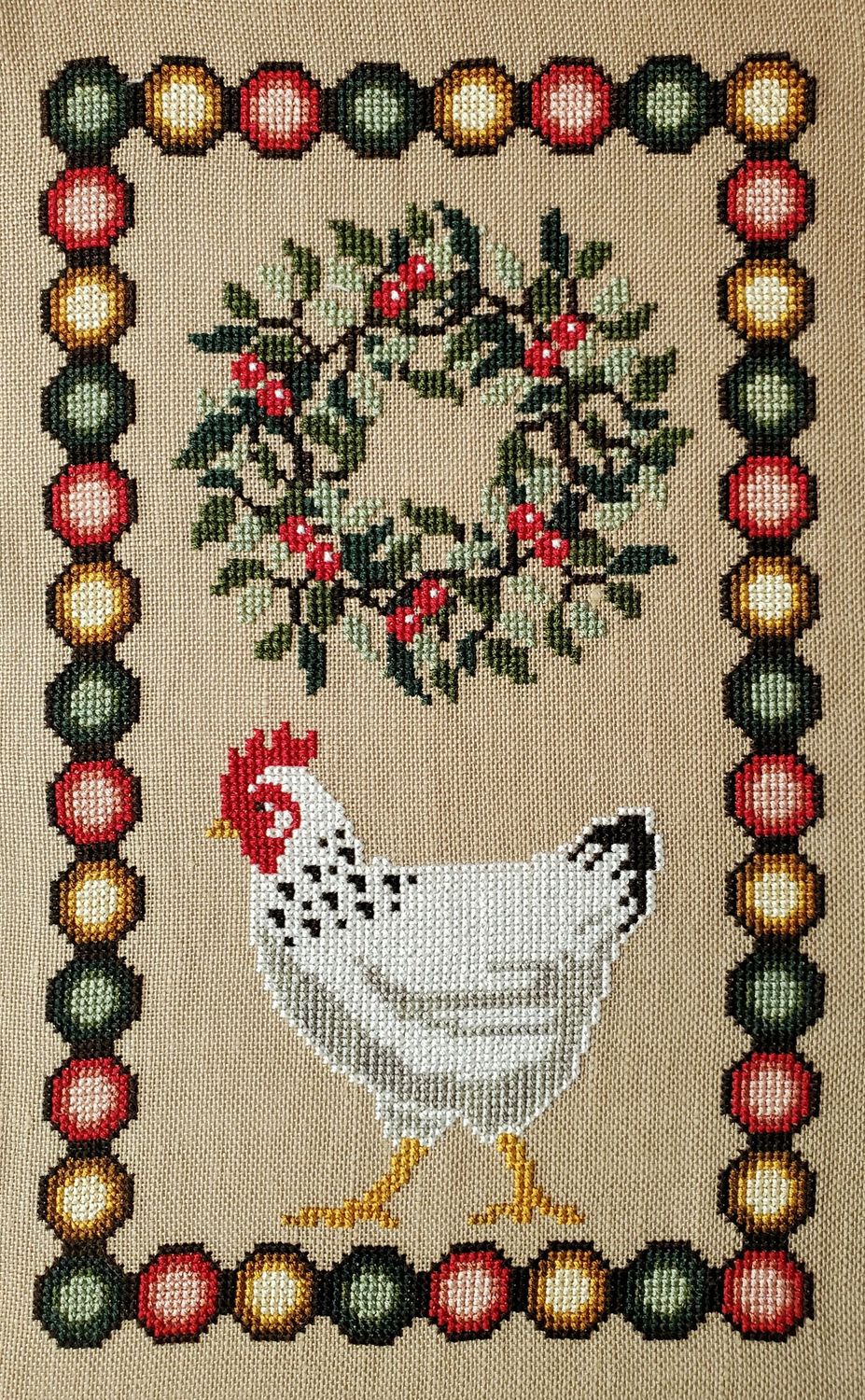 Christmas Chicken by The Artsy Housewife 2023 Primitive counted cross stich pattern
