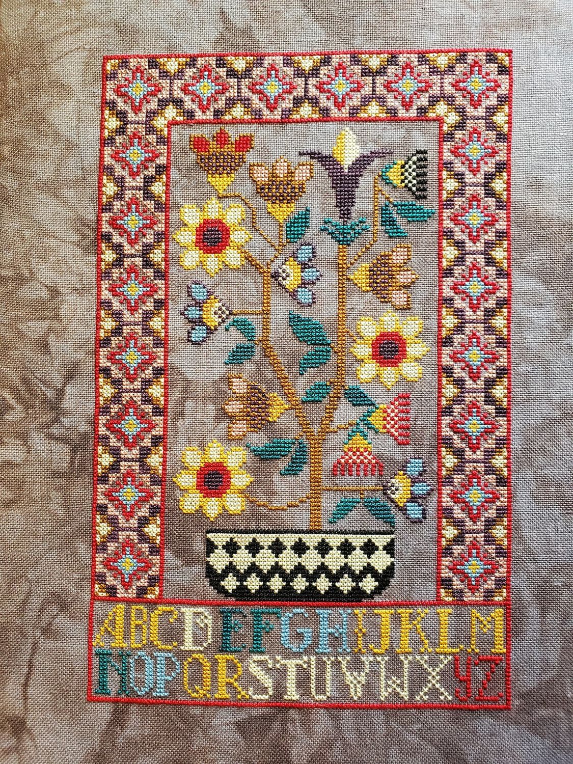 The Flower Pot Sampler by The Artsy Housewife 2024 Primitive counted cross stich pattern