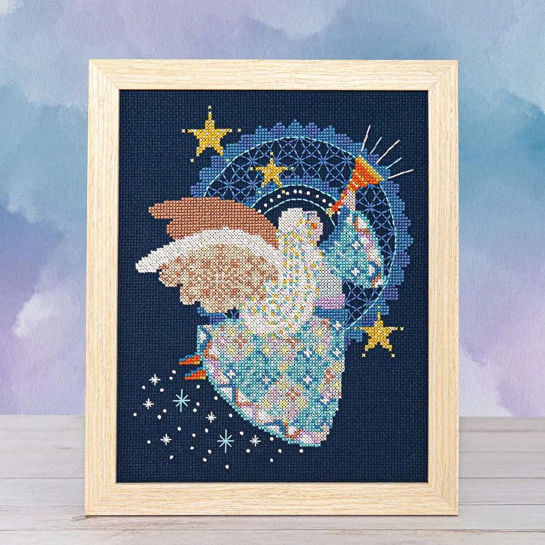 Patchwork Angel by Counting Puddles 2025 Designer Lindsey Whitney Christmas Counted cross stitch pattern