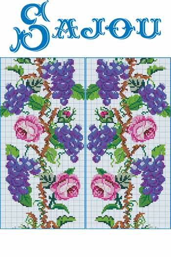 Roses and Vineyards composition by Sajou (France) Counted cross stitch pattern