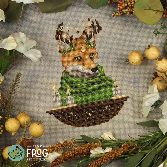 Fireside Fox by Fine Frog Stitching 2025 Printed Counted Cross Stitch pattern