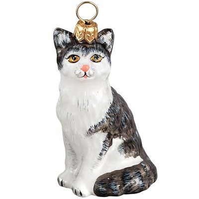 American Shorthair Gray and White Handmade Christmas Tree Glass ornament by Joy To The World Collectibles