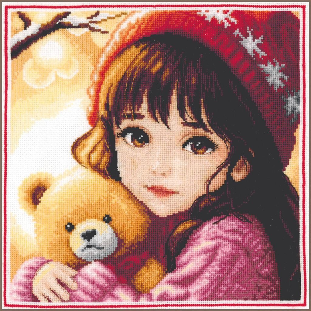 Girl with bear by Vervaco 2025 Counted cross Stitch Kit