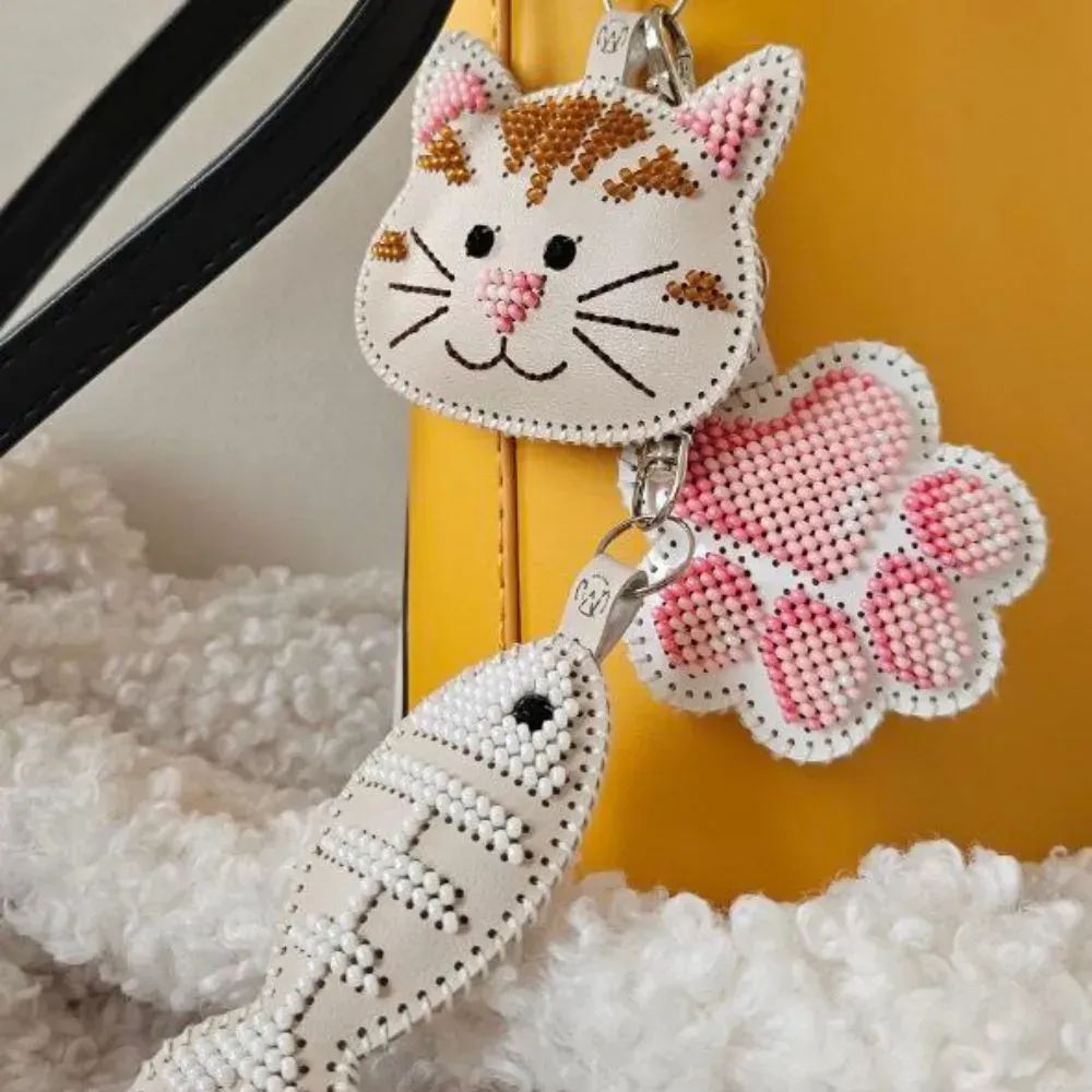 Cat Joys - Bag Charm by Wonderland Crafts 2026 Faux Leather Bead Embroidery Kit