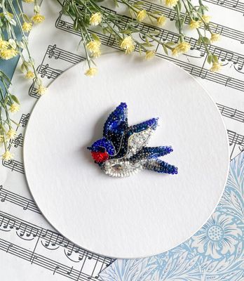 Song of the Swallow by Abris Art Decoration Brooches (jewelry) with beads Bead Embroidery Kit
