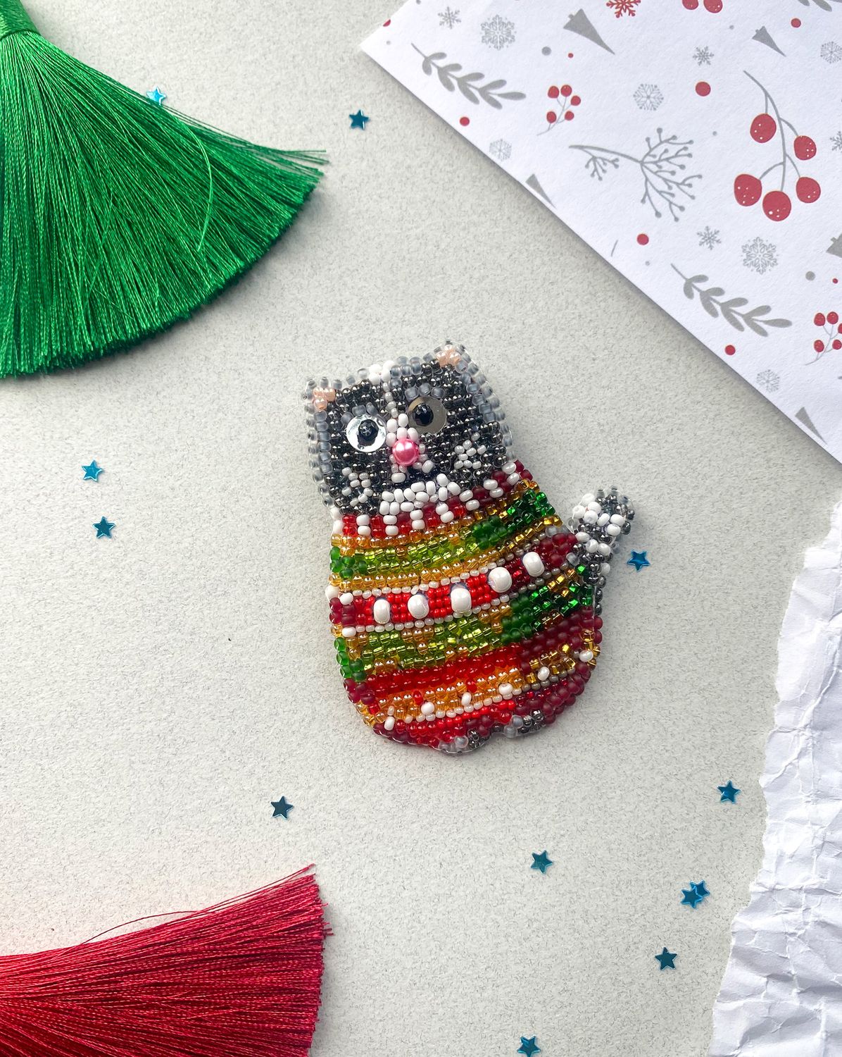 In a Sweater by Abris Art Decoration Brooches (jewelry) with beads Bead Embroidery Kit