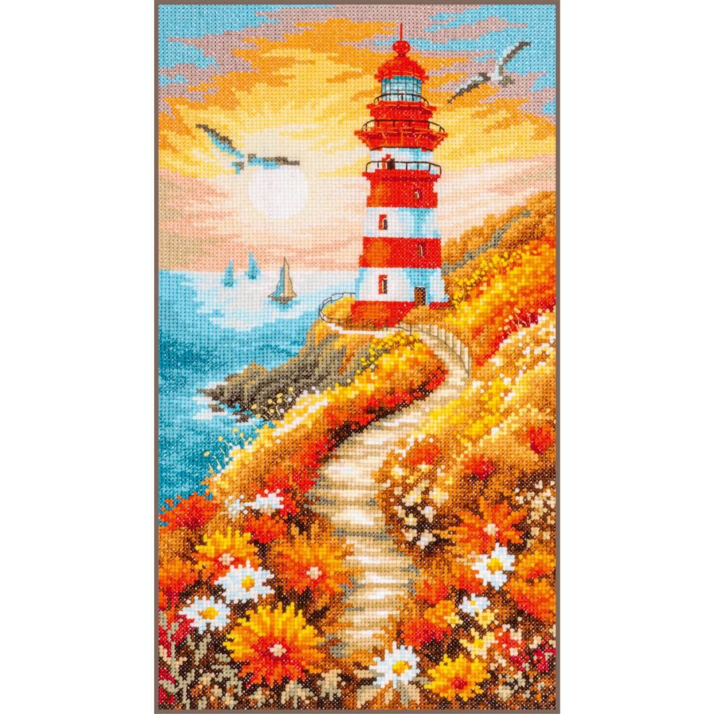 The floral lighthousepath by LanArte 2026 Home and Garden Collection Counted cross stitch kit