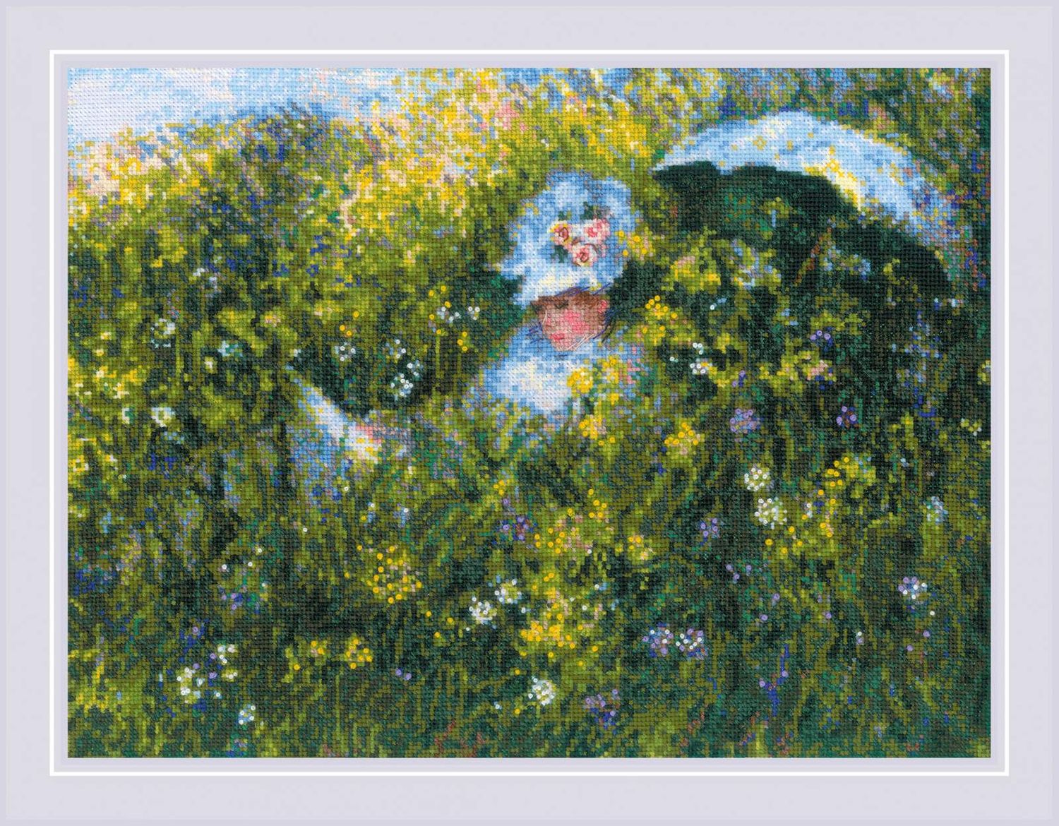 In the Meadow by Riolis 2019 After C. Monet’s Painting Museum Collection Counted Cross Stitch Kit