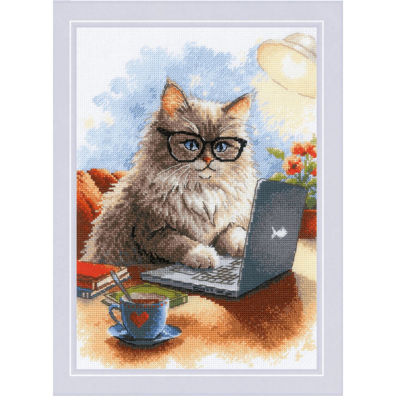 Writer of Meowmoirs by Riolis 2024 Counted cross stitch kit with woolen thread