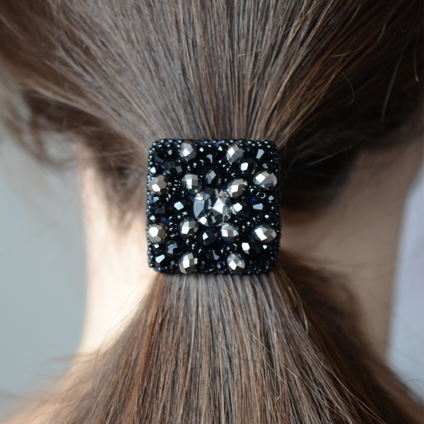 Black diamond by Tela Artis Bead Embroidery Kit for making accessory (hair elastic)