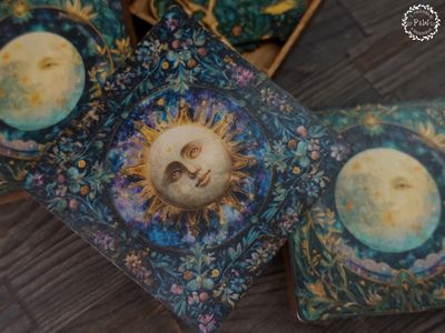 Sun and Moon Double-Sided Box by Primitive and Wood (P&amp;W) Two moods, one beautiful piece Designer embroidery accessories