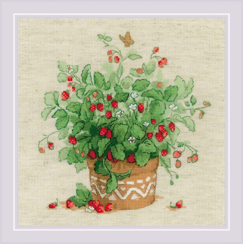 Strawberries in a Pot by Riolis 2020 Counted cross stitch kit