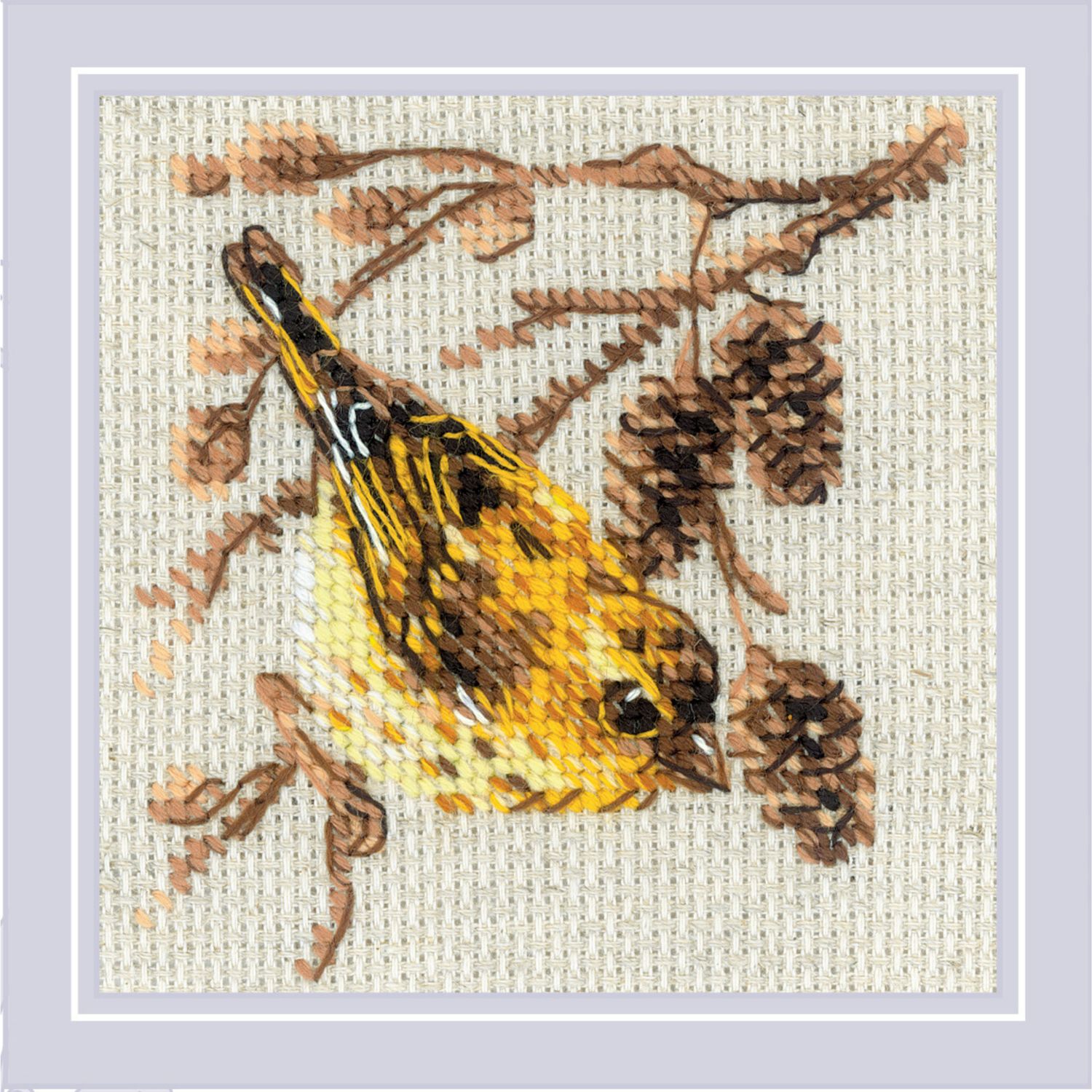 Siskin by Riolis 2025 Counted cross stitch kit with wool thread