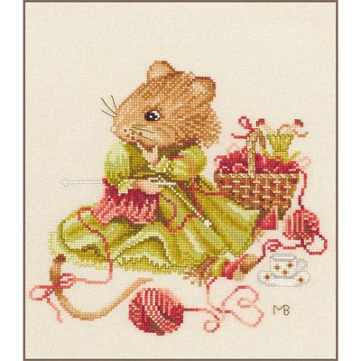 Vera knitting away by Lanarte Marjolein Bastin Collection Counted Cross Stitch Kit
