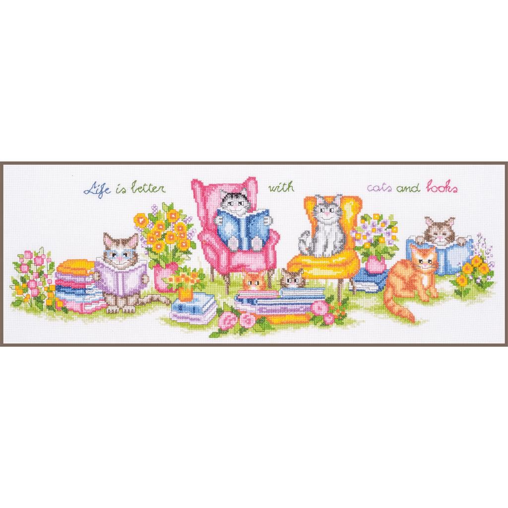 Kittens and books by Vervaco 2026 Counted cross stitch kit