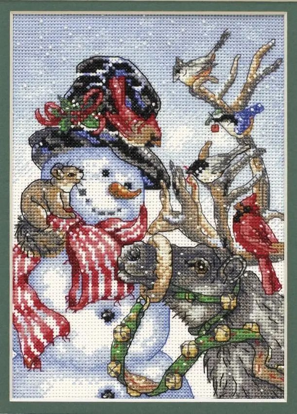Snowman &amp; Reindeer by Dimensions Gold Petites Collection Counted Cross Stitch Kit