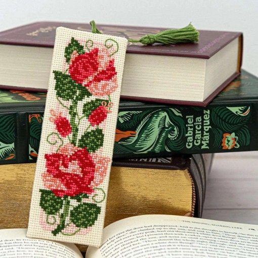 Climbing Roses Bookmark by Counting Puddles 2026 Designer Lindsey Whitney Counted cross stitch pattern