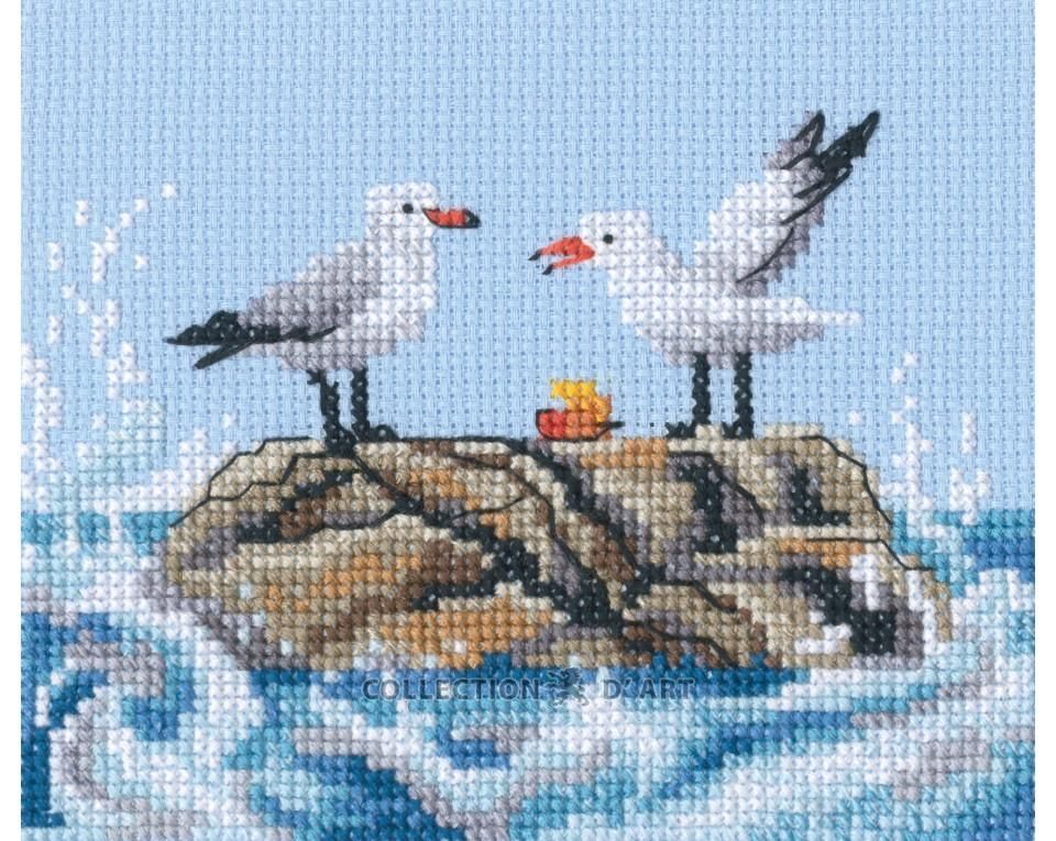 Seagulls on rock by RTO 2026 Counted Cross Stitch Kit