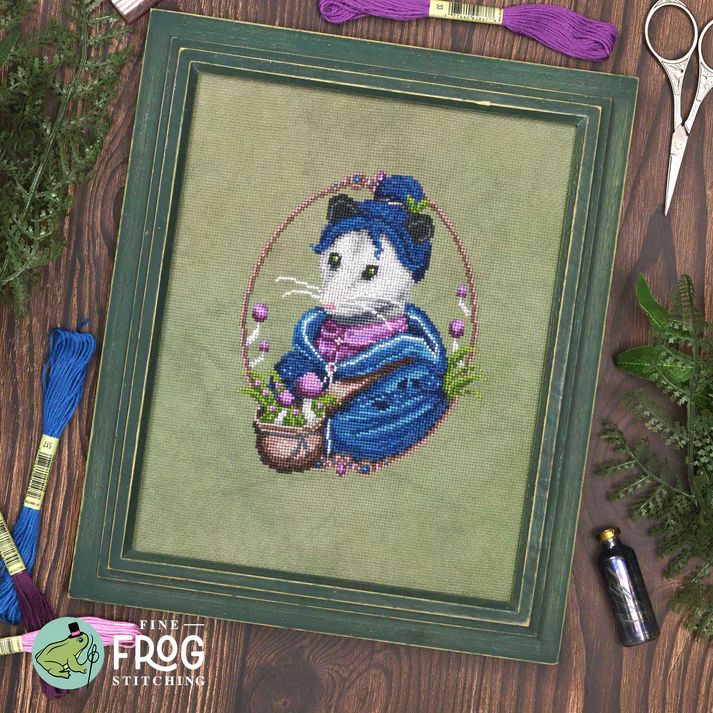 Opossum Forager by Fine Frog Stitching Exclusive Nashville Market 2026 Printed Counted Cross Stitch pattern