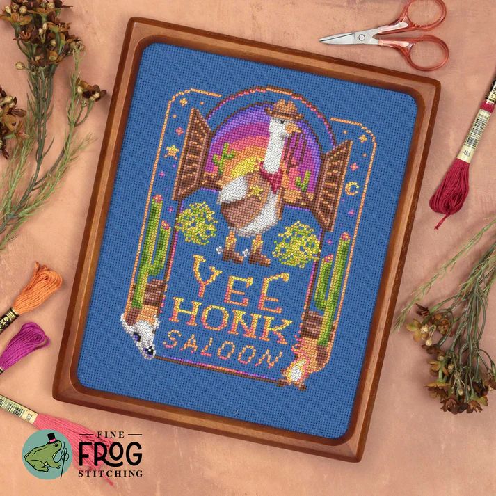 Yee Honk Saloon by Fine Frog Stitching Exclusive Nashville Market 2026 Printed Counted Cross Stitch pattern