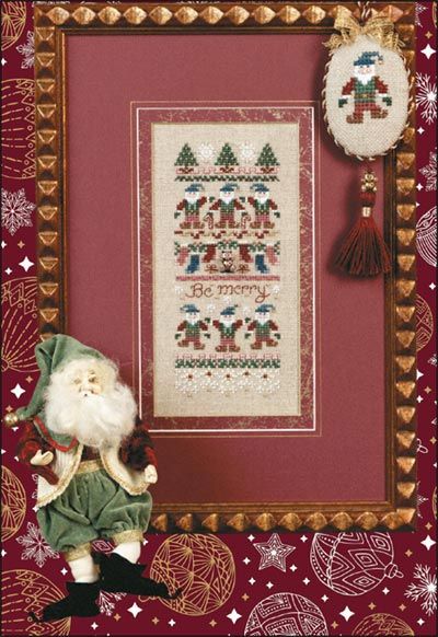 Be Merry by Just Nan 1999 Christmas Ornament Cross stitch pattern and Embellishment Pack