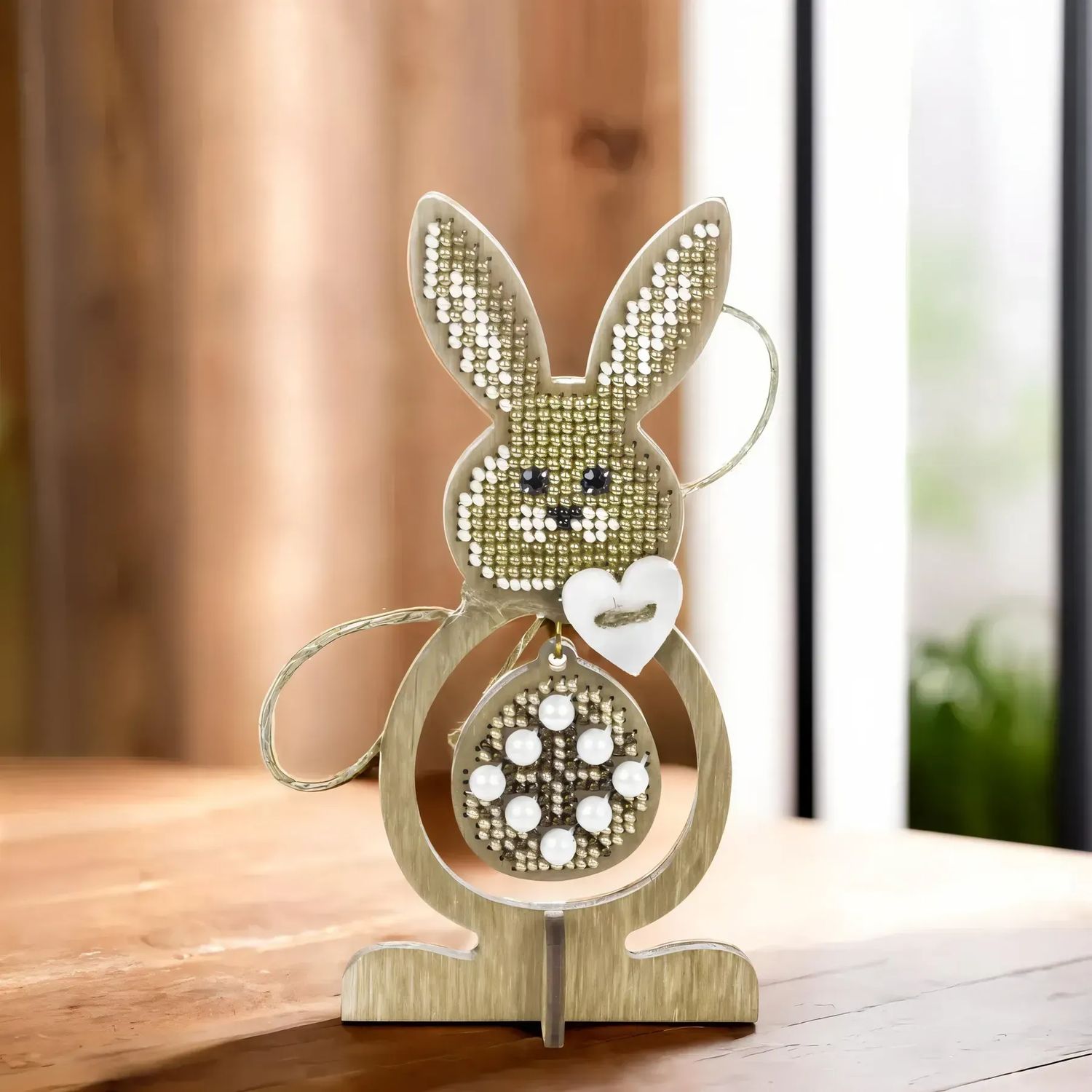 Spring Bunny by Wonderland Crafts Bead embroidery kit on wood