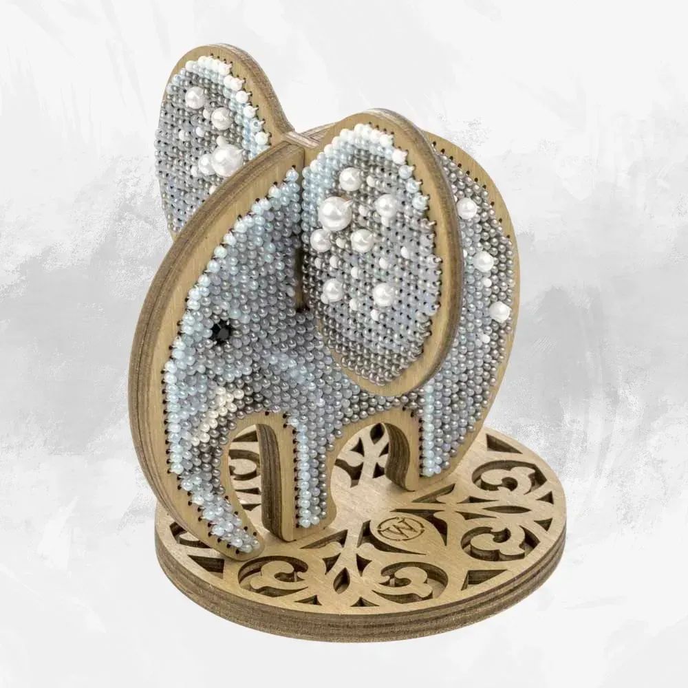 Cute Elephant by Wonderland Crafts Bead embroidery kit on wood