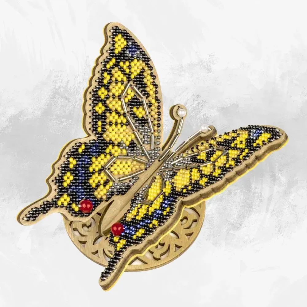 Elegant Butterfly by Wonderland Crafts Bead embroidery kit on wood