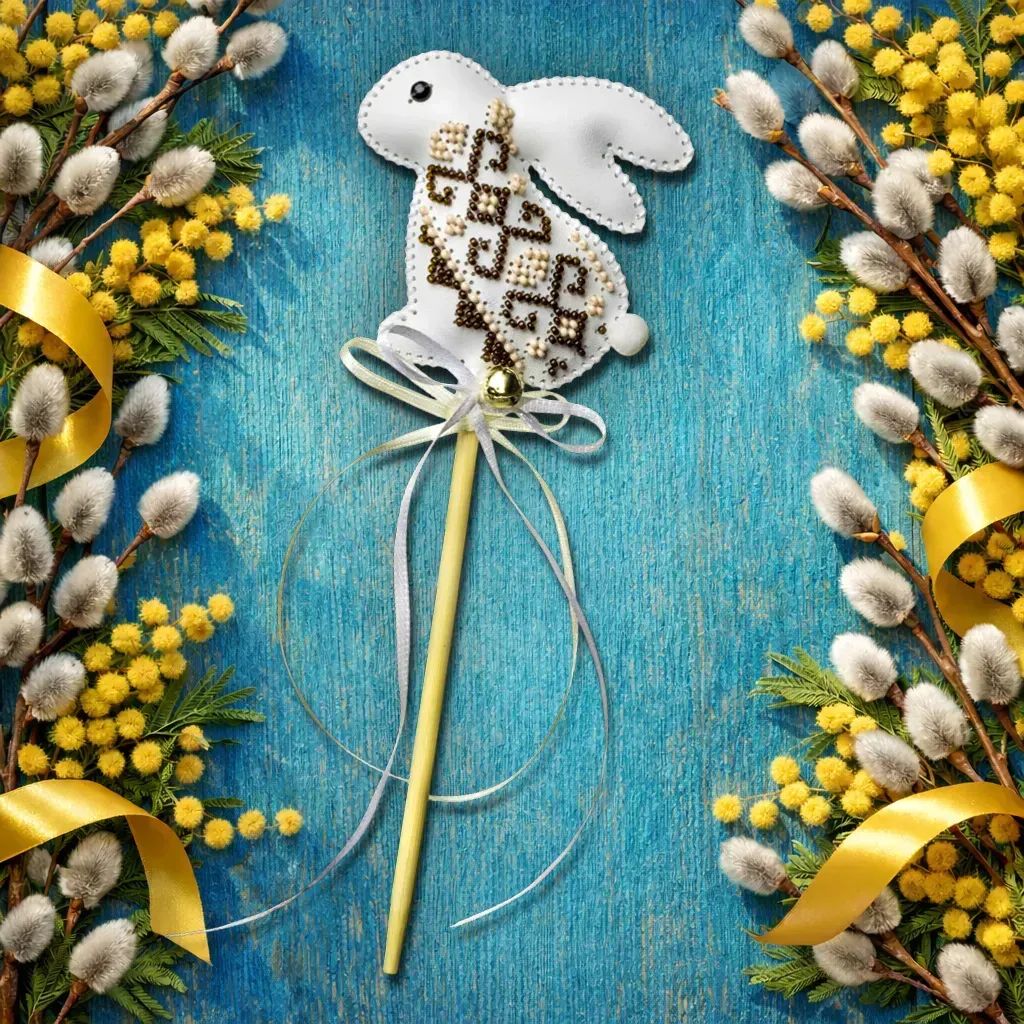 Beige Bunny - Topper by Wonderland Crafts 2026 Faux Leather Bead Embroidery Kit