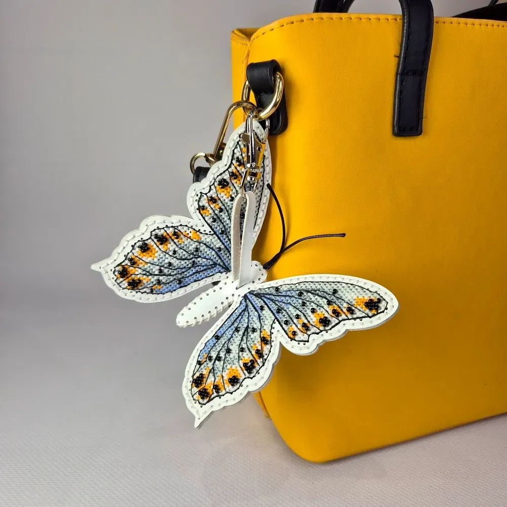 Butterfly. Lightness - Bag Charm by Wonderland Crafts 2026 Faux Leather Cross-Stitch Kit with beads