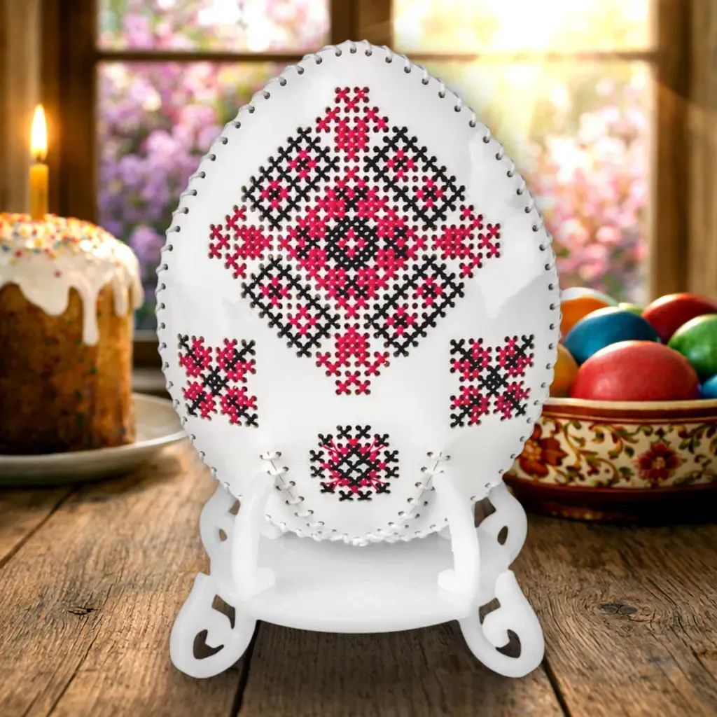Egg with Ornament Pattern by Wonderland Crafts 2026 Faux Leather Cross-Stitch Kit