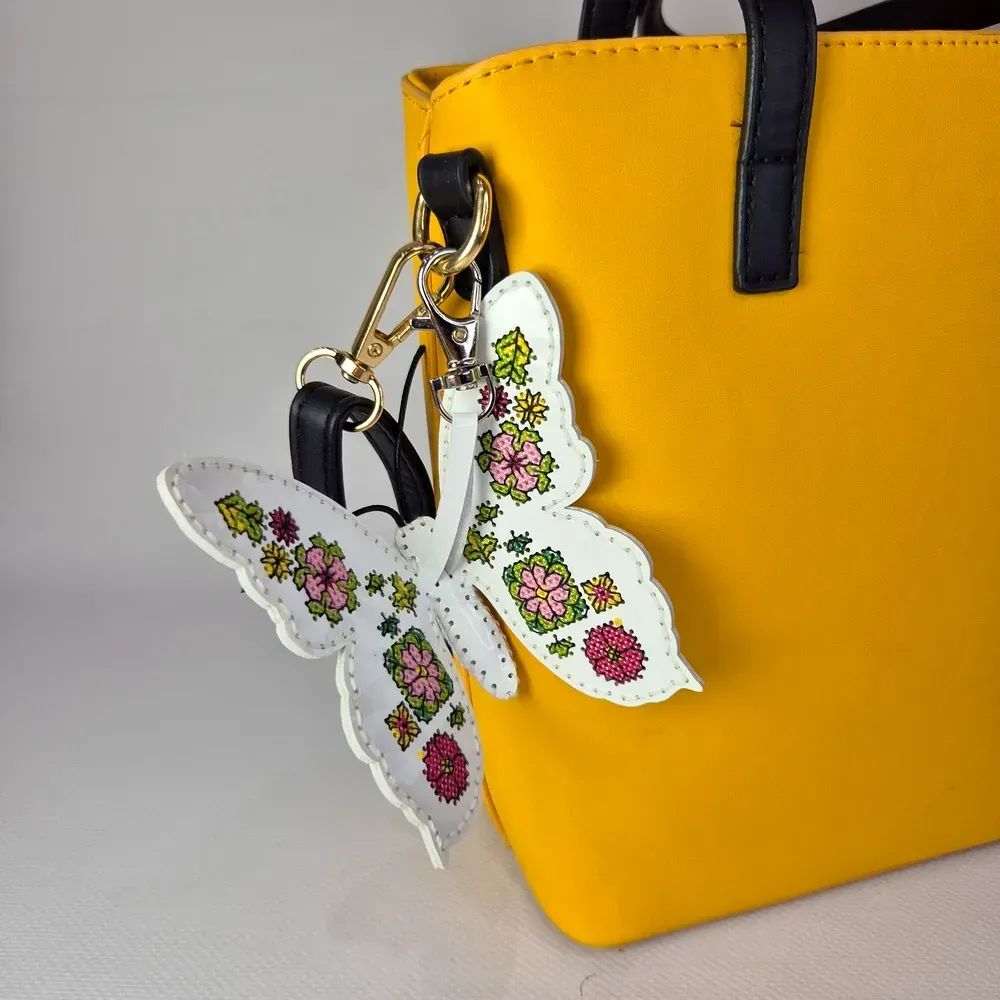 Butterfly. Floral Dream - Bag Charm by Wonderland Crafts 2026 Faux Leather Cross-Stitch Kit