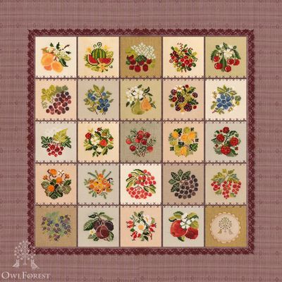 Fruit and Berry Bowl by Owl Forest Embroidery 2024 Booklet of the Embroidery Charts