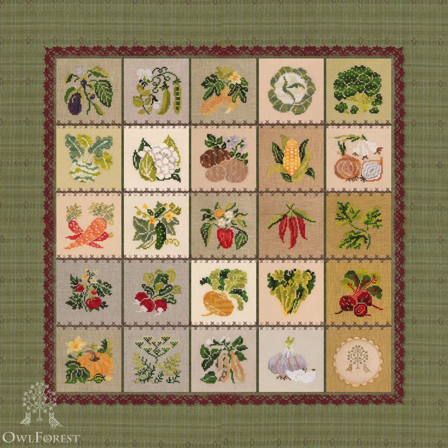 Vegetable Bowl by Owl Forest Embroidery 2024 Booklet of the Embroidery Charts