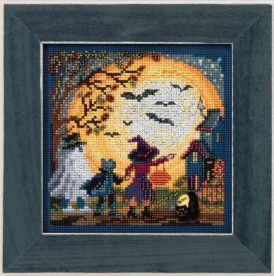 Moonlit Treaters by Mill Hill 2017 Autumn Series Buttons and Beads Kit Halloween beaded cross stitch embroidery kit