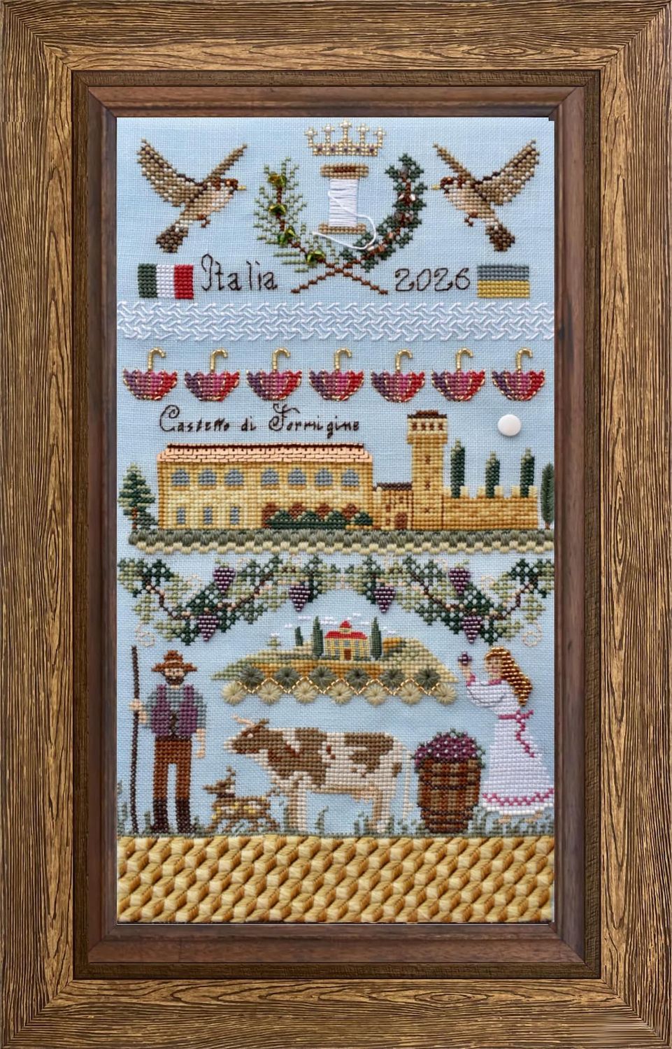 Italian vacation Sampler by MilleFleur 2026 Cross Stitch Pattern with Embellishment and thread packs