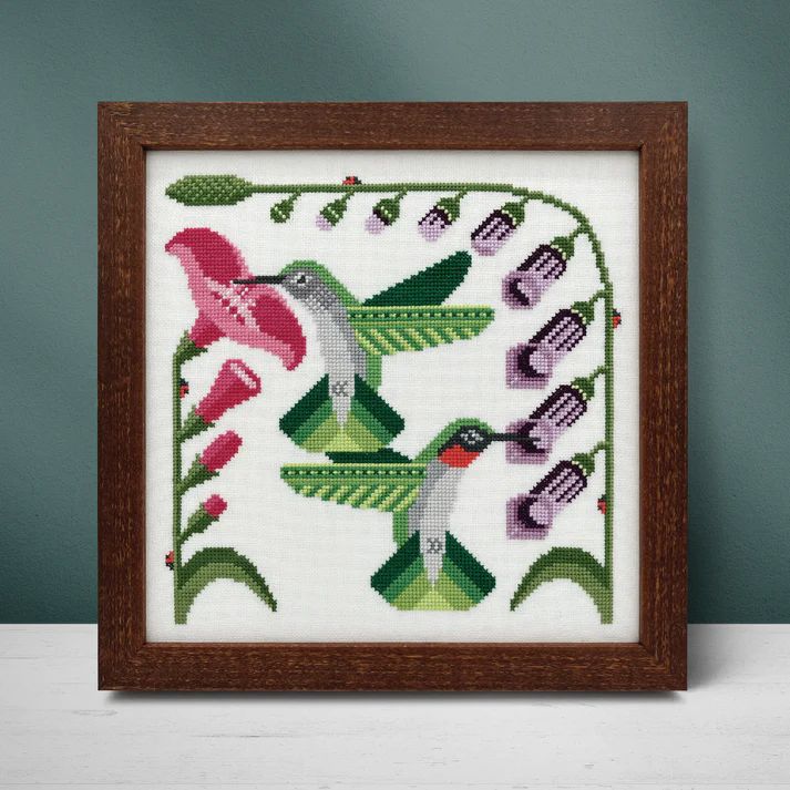 Ruby-Throated Hummingbirds by Boomerang Stitches 2025 Printed Counted Cross Stitch pattern