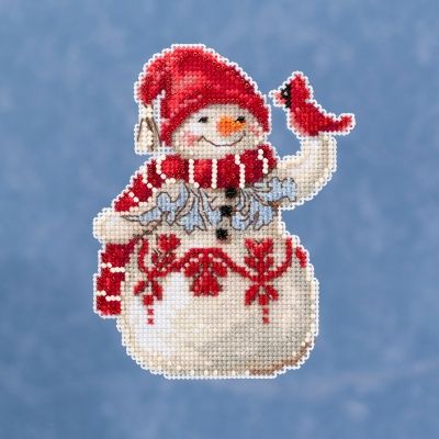 Snowman With Cardinal by Mill Hill 2019 Jim Shore Collection Christmas Beading Cross Stitch Kit