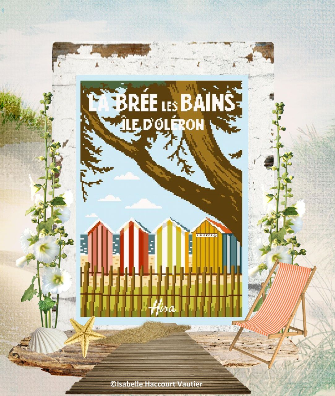La Brée les Bains by Isabelle Haccourt Vautier Collection AFFICHES Hisa Printed cross stich pattern