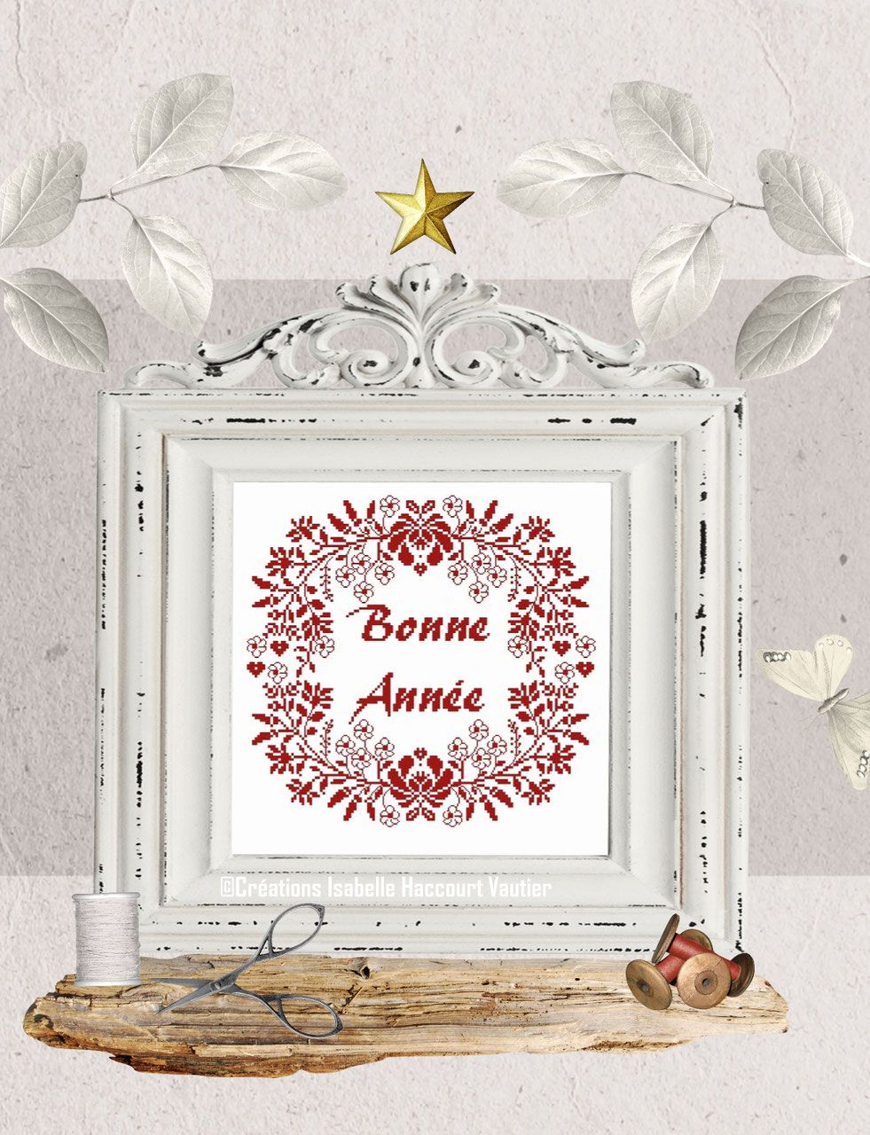 Bonne Année 2026 (Happy New Year 2026) by Isabelle Haccourt Vautier Printed cross stich pattern