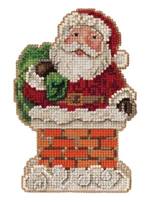 Santa in Chimney by Mill Hill 2021 Jim Shore Collection Christmas Ornament beaded cross stitch kit