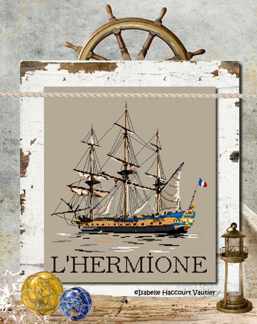 L'Hermione (The Hermione) by Isabelle Haccourt Vautier Collection Oleron by ISA Printed cross stitch pattern