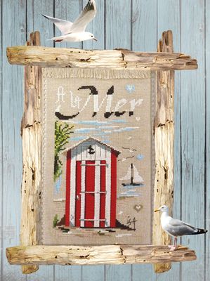 A la mer , cabine plage de la Boirie (By the sea, La Boirie beach hut) by Isabelle Haccourt Vautier Collection Oleron by ISA Printed cross stitch pattern