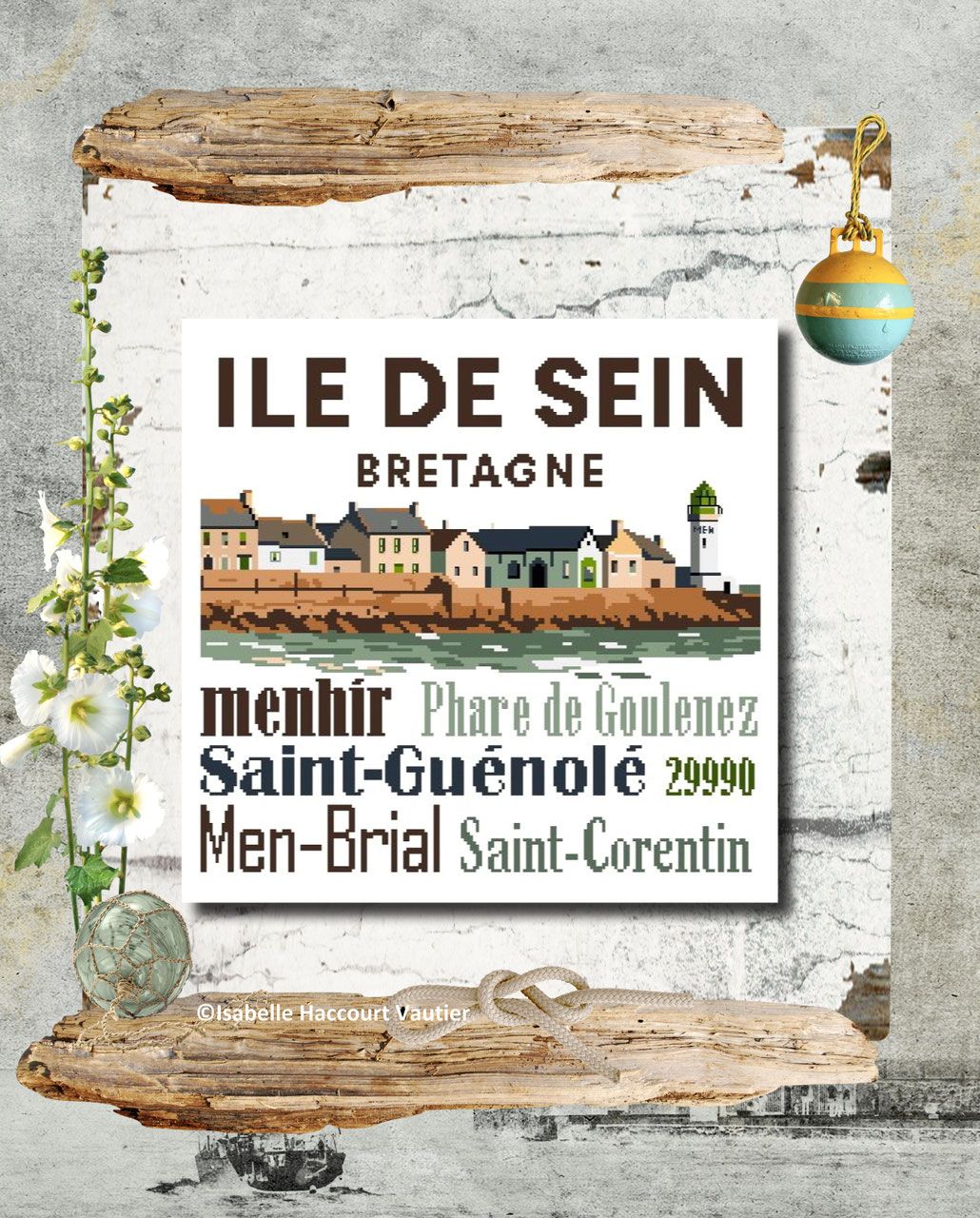 L'île de Sein (The Island of Sein) by Isabelle Haccourt Vautier Collection Broide du Noir Printed cross stitch pattern