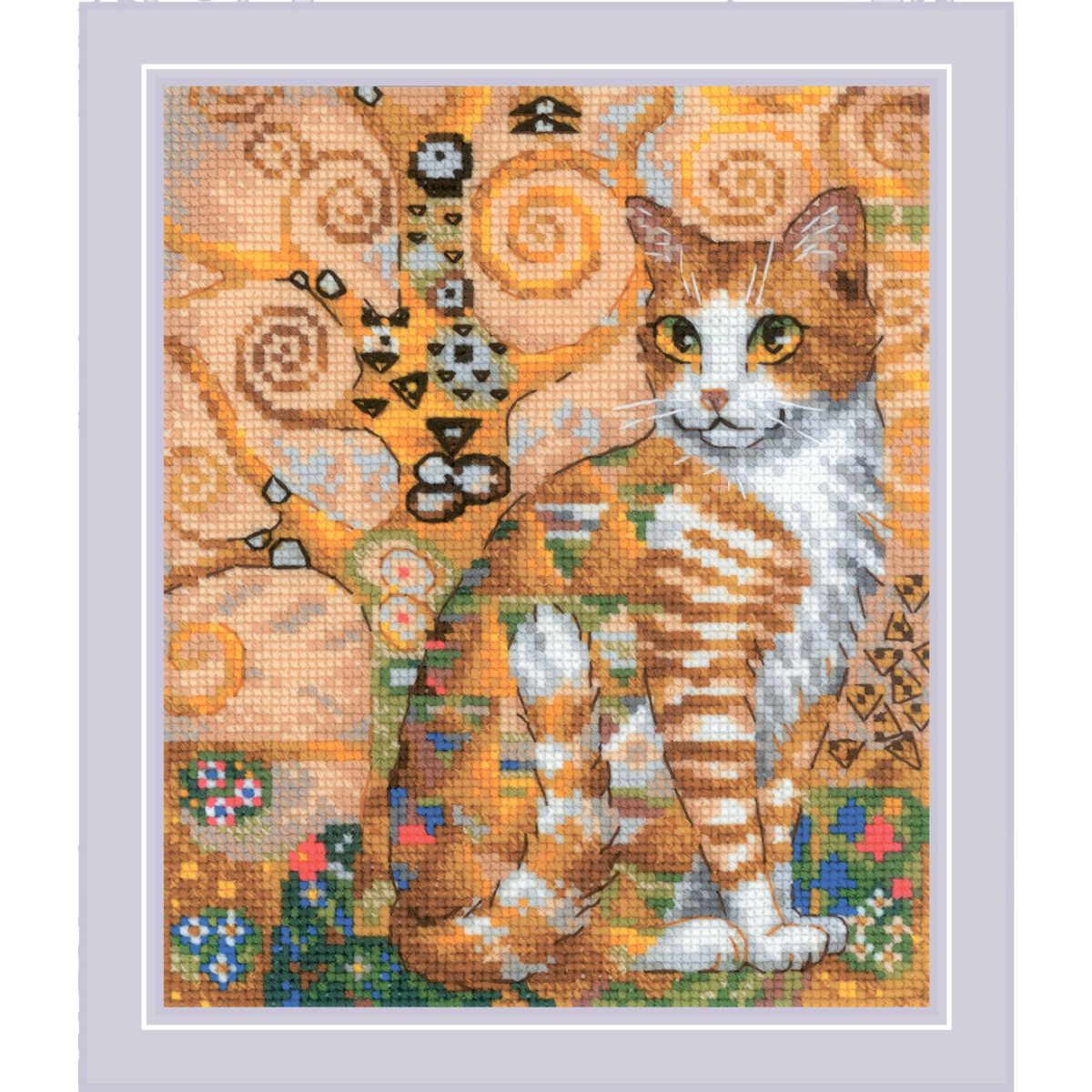 Golden Cat by Riolis 2025 Counted cross stitch kit with woolen thread