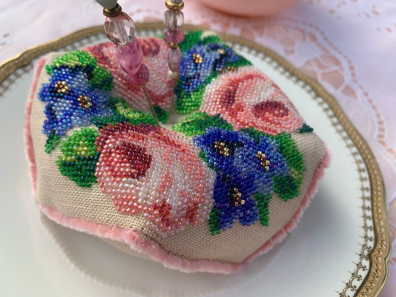 Biscornu Joséphine (Biscornu Josephine) by Reflets de Soie 2023 Beaded mini-kit or pattern