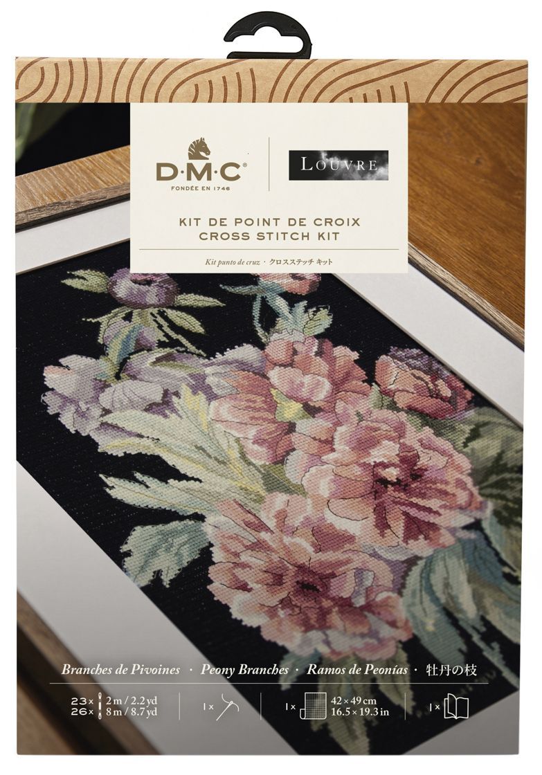 Peony Branches by DMC Collaboration with the Louvre Counted Cross Stitch Kit