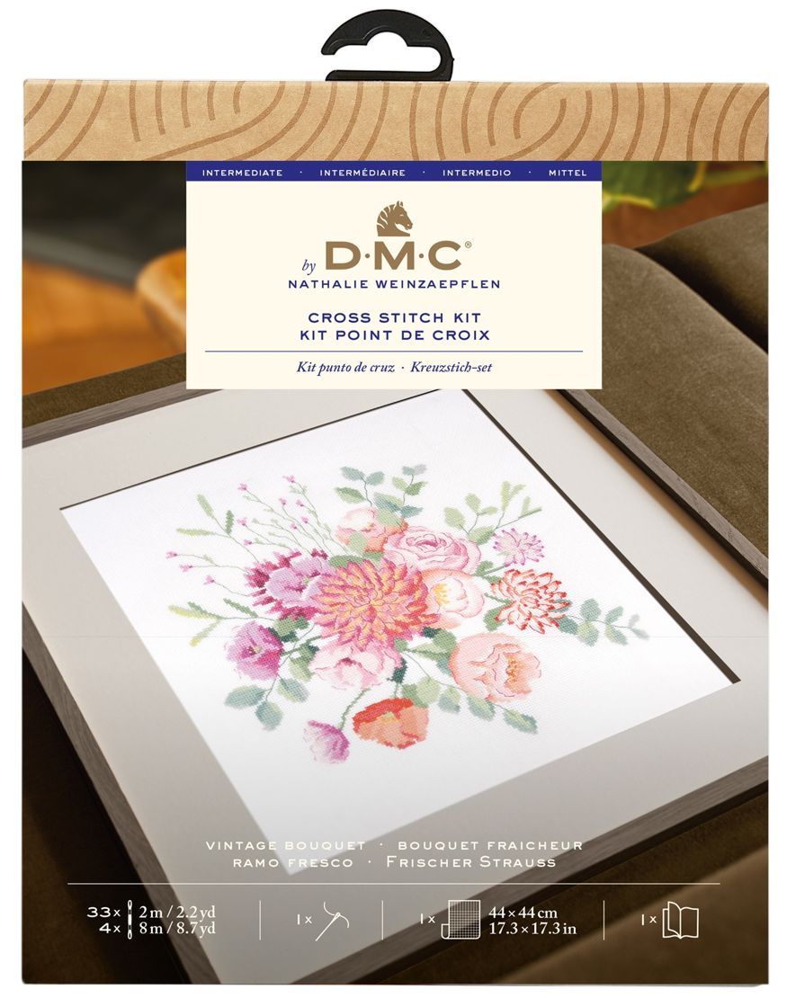 Vintage Bouquet by DMC designer Nathalie Weinzaepflen Counted Cross Stitch Kit