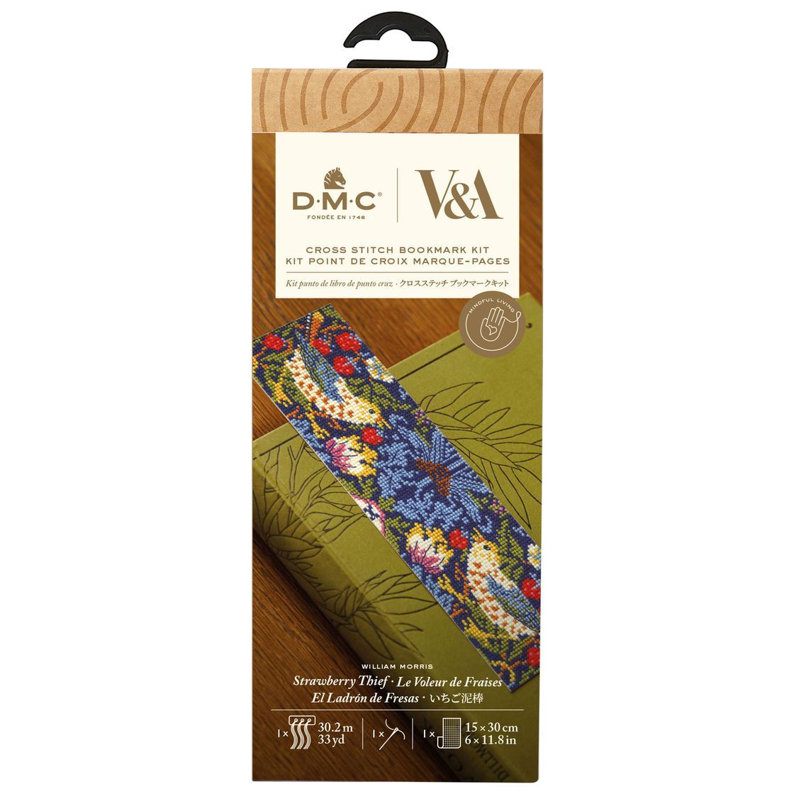 Strawberry Thief by William Morris by DMC Collaboration with the V&amp;A Bookmark Cross Stitch Kit