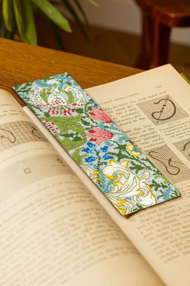 Golden Lily by J.H. Dearle by DMC Collaboration with the V&amp;A Bookmark Cross Stitch Kit